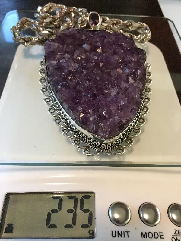 huge sterling silver amethyst pendant necklace62854396051330122