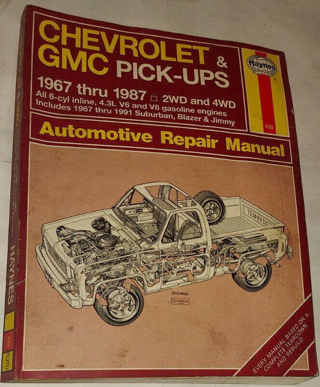 Haynes GMC PICK UP Truck 67-87 2WD 4WD Repair Manual in Other in Kingston