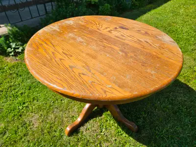 Solid wood round pedestal table, View more