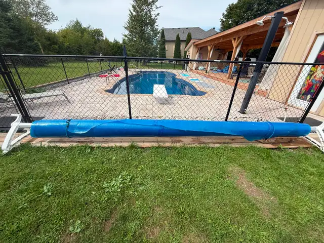 Pool reel and solar cover for inground pool