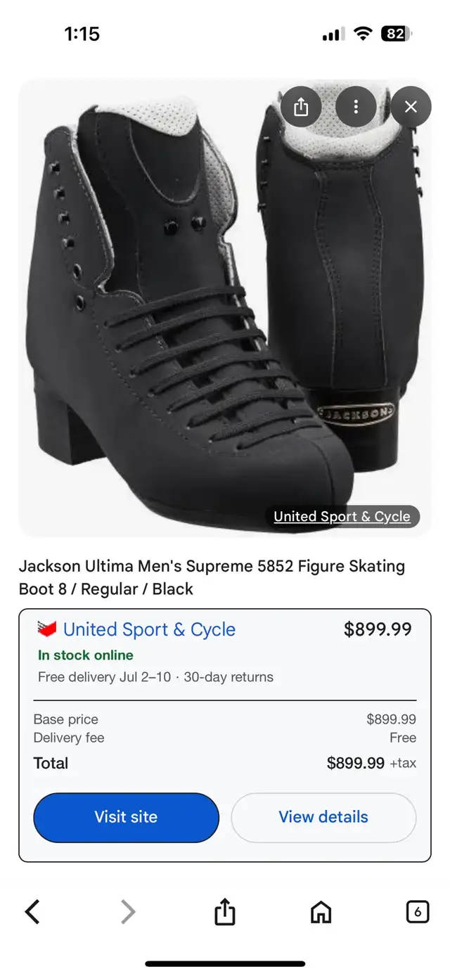 Jackson Ultima Men’s Supreme 5852 Figure Skating boot - 6.5 in Skates & Blades in Calgary - Image 11