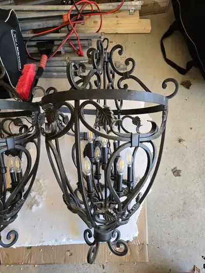 3 extra large wrought iron chandeliers, View more