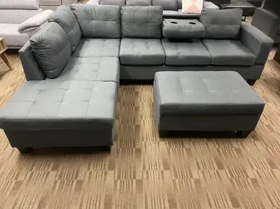 Grey Sectional Sofa with Ottoman, View more