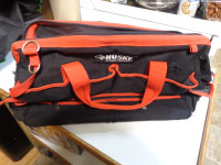 Husky Tool Bag Red & Black 15 Pockets Zippers work 20 inches wid