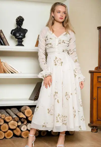 Beautiful floral dress in medium size. , View more