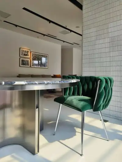 Green velvet dining chairs , View more