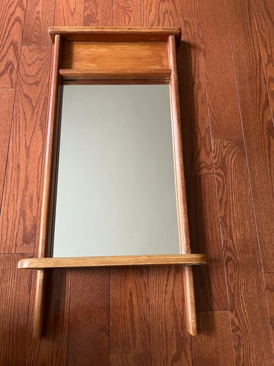 Miroir antique en pin avec tablette, View more
