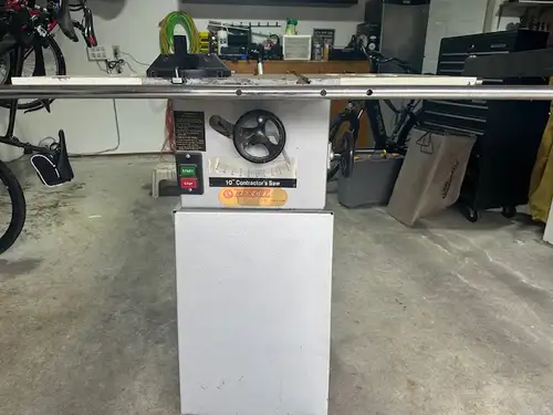 10" Rex Cut Table Saw in good condition, except rip fence needs repair. 1HP motor, on casters for ea...