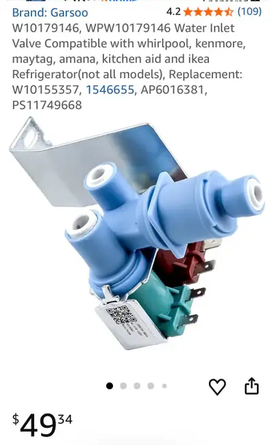 Refrigerator Water Inlet Valve - Brand New, View more