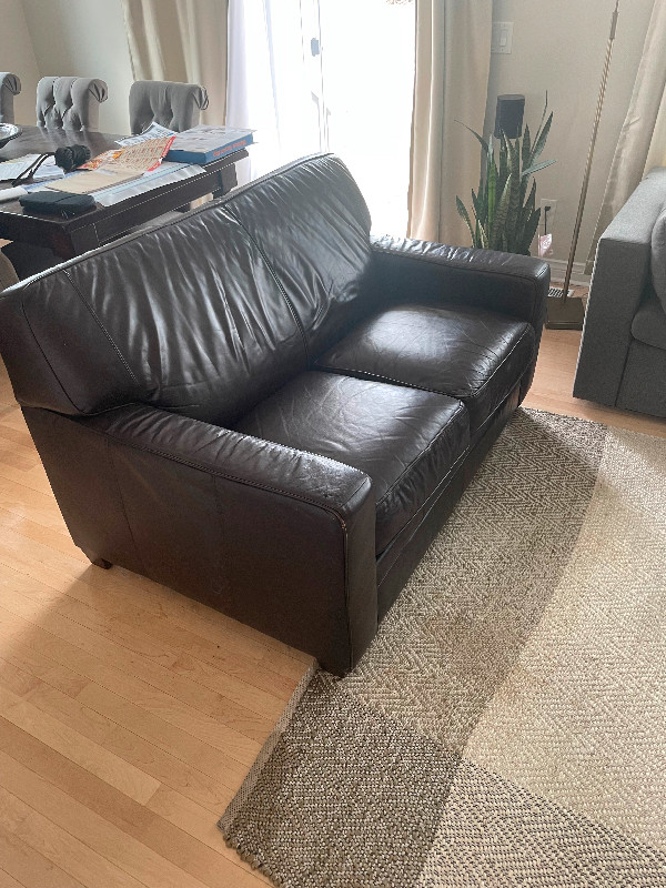 Two Dark Brown Leather Love Seats in Couches & Futons in Trenton