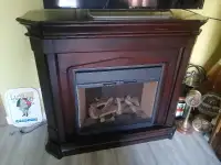 ELECTRIC FIREPLACE HEATER WITH WOOD BEAUTIFUL GLASS,BROWN WOOD