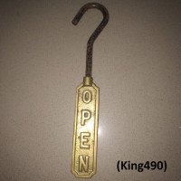 Vintage Open-Closed Sign - Brass Sign, Iron Hook