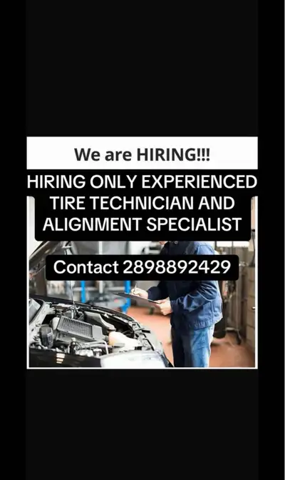 Hiring Tire technician and Alignment Specialist , View more