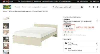 Ensemble lit double IKEA + matelas + cadre complet, View more