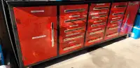 10 foot tool box with 15 drawers, 2 cabinets