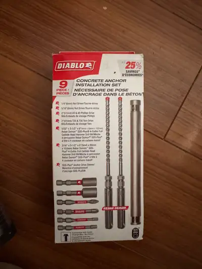 This is a new Diablo Concrete Anchor Installation Set, featuring 9 pieces designed for efficient con...