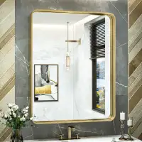BRAND NEW TokeShimi 36 x 30 Inch Gold Brushed Metal Frame Mirror