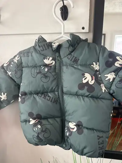 H&M BABY TODDLER WATER REPELLENT MICKEY MOUSE PUFFER JACKET, View more