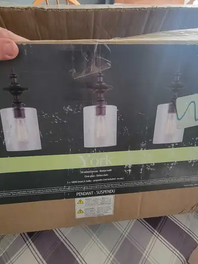 Bronzed finish hanging triple pendant light fixture , View more