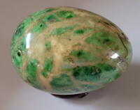 Vintage Large Green & Brown Polished Marble Egg