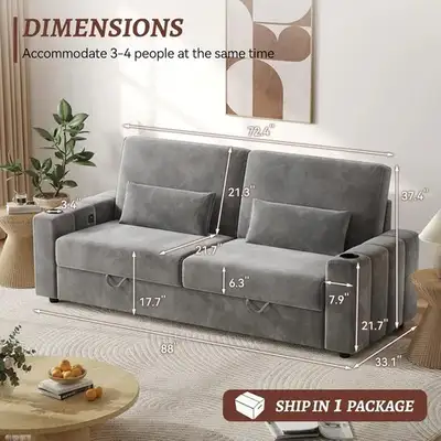 Brand New 72.5” or 87” Velvet Sofa Couch Special Selling at $423, View more