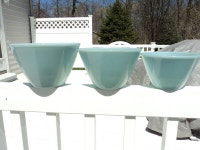 VINTAGE DELPHITE BLUE FIRE KING MIXING Nesting Bowl  3 piece Set