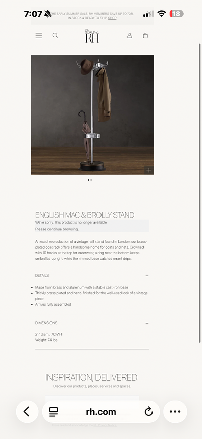 Restoration Hardware heavy duty coat rack, View more