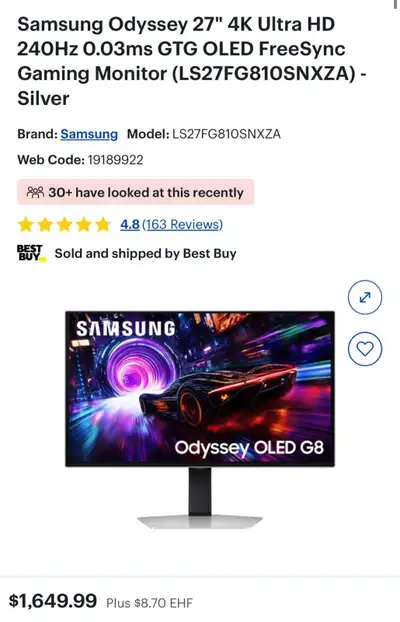 Samsung Odyssey OLED G8 Monitor for Sale , View more