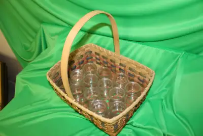 12 mini jars in woven basket, View more