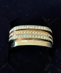 Swarovski Vio Rhodium and Rose Gold Plated Crystals Womens Ring 