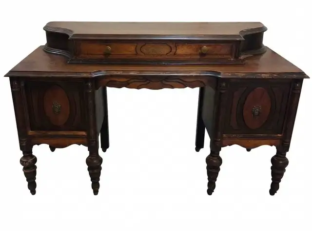 Antique Walnut Vanity / Writing Desk- 1920s in Desks in City of Toronto - Image 5