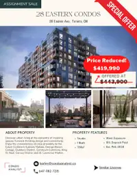 Downtown Toronto Studio Priced to Sell! Assignment Condo