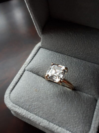4carat Asscher Cut Solid Gold engagment ring