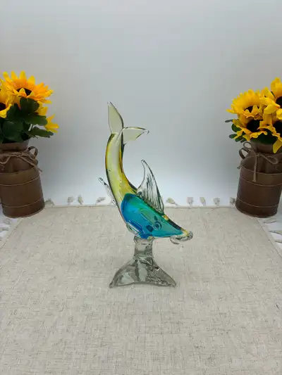 Vintage art glass fish sculpture , View more