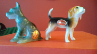 pair different vintage BONE CHINA DOG FIGURINES made in Japan