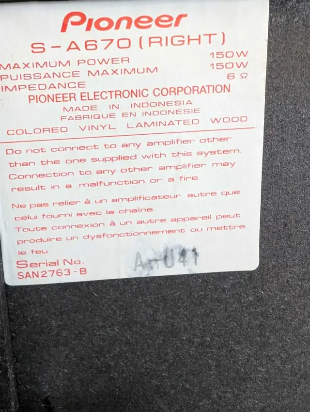 Pioneer speakers 6 OHMS in General Electronics in Mississauga / Peel Region - Image 3