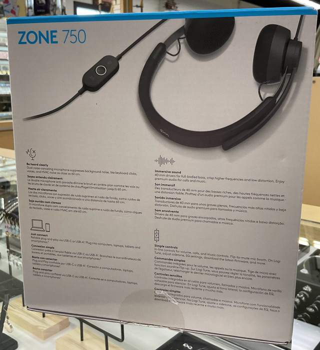 Logitech Zone 750 USB Headset in Speakers, Headsets & Mics in North Bay - Image 2