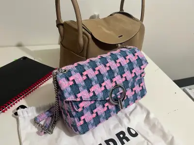 Sandro tweed bag, Hermes style Lindy 30 purse, View more