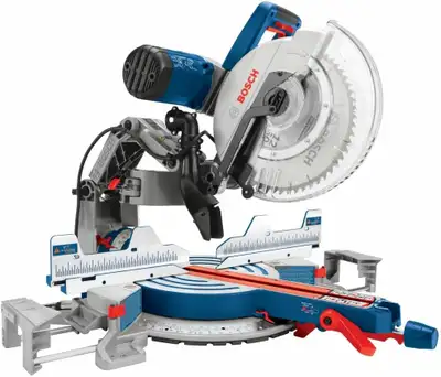 Bosch 12” Dual Bevel Sliding Mitre Saw with Ridgid Stand, View more