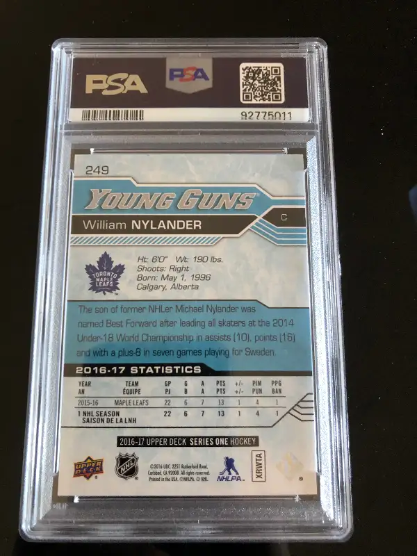 William Nylander Young guns rookie card graded PSA  9 mint in Arts & Collectibles in City of Toronto - Image 4