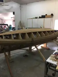 Jig and wood to make 16 foot prospector canoe