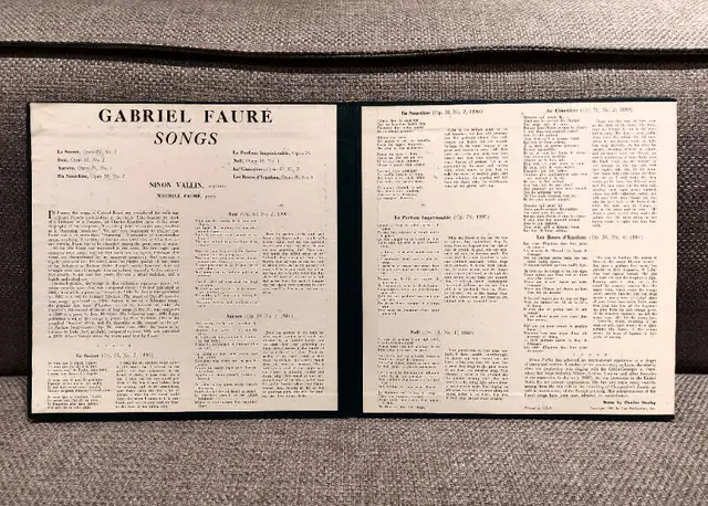 Vinyl 10"  -  Gabriel Faure songs et Ninon Vallin Soprano in CDs, DVDs & Blu-ray in City of Montréal - Image 3