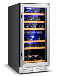 NEW Costway 15'' Dual Zone 30 Bottle Wine Cooler Refrigerator