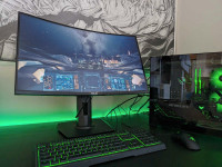 Gaming PC tower and monitor 
