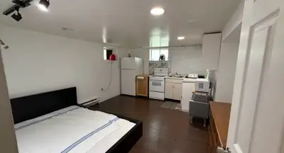 Basement studio available for rent. 1 bedroom with kitchen as shown and 1 bathroom. - Separate enter...