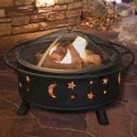 Fire pit: 32" circle steel Outdoor BBQ Wood Burning with cover