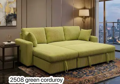 2508 Corduroy Sleeper Sectional Sofa, View more