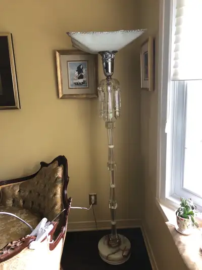 Chrystal and marble art deco floor lamp, View more