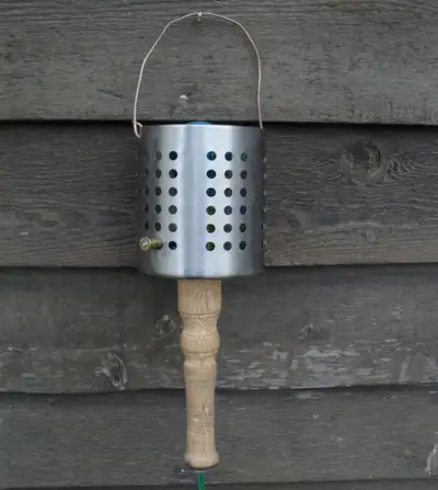 $50 Vintage wood handle steel body work lamp drop light, View more