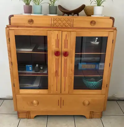 Vintage Maple Kitchen Hutch, View more